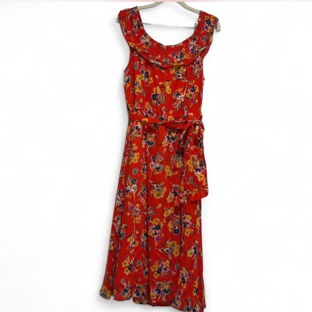 Anthropologie 52 Conversations Colloquial Off Shoulder Floral Midi Dress US 12